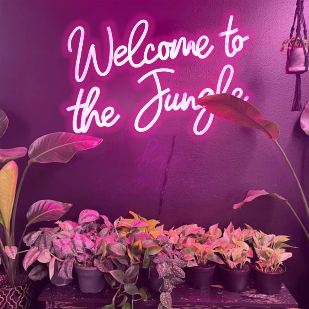 Welcome to the Jungle LED Neon Signs Pink Neon Lights for Wall Decor USB Light Up Sign For Garden Home Porch store Christmas Living Room Bar Decoration(16.5 * 11Inch) - Image 2