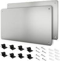 XYK 2-Pack 17.7x11.8" Stainless Steel Magnetic Bulletin Board for Fridge, Wall, Kitchen - Holds Notes, Photos, Letters, Spice Jars