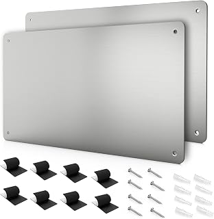 XYK 2-Pack 17.7x11.8" Stainless Steel Magnetic Bulletin Board for Fridge, Wall, Kitchen - Holds Notes, Photos, Letters, Spice Jars