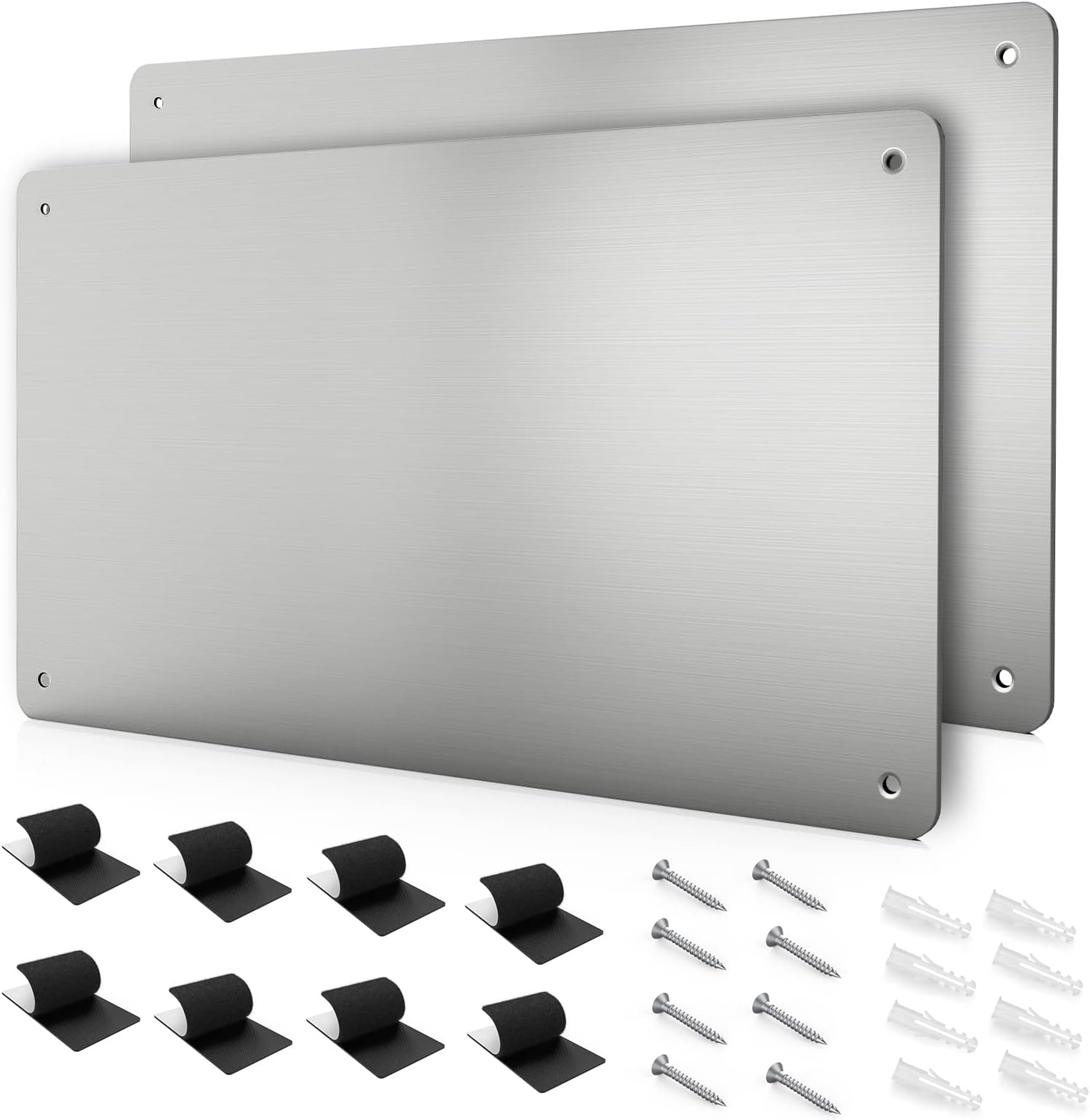 XYK 17.1" x 11.8" 2 Pack Stainless Steel Magnetic Board - Magnet Bulletin Board to Display Magnetic Letters Numbers Animal, Poetry, Spice Jars, Notes, Photos, Suitable for Wall, Refrigerator, Cubicle