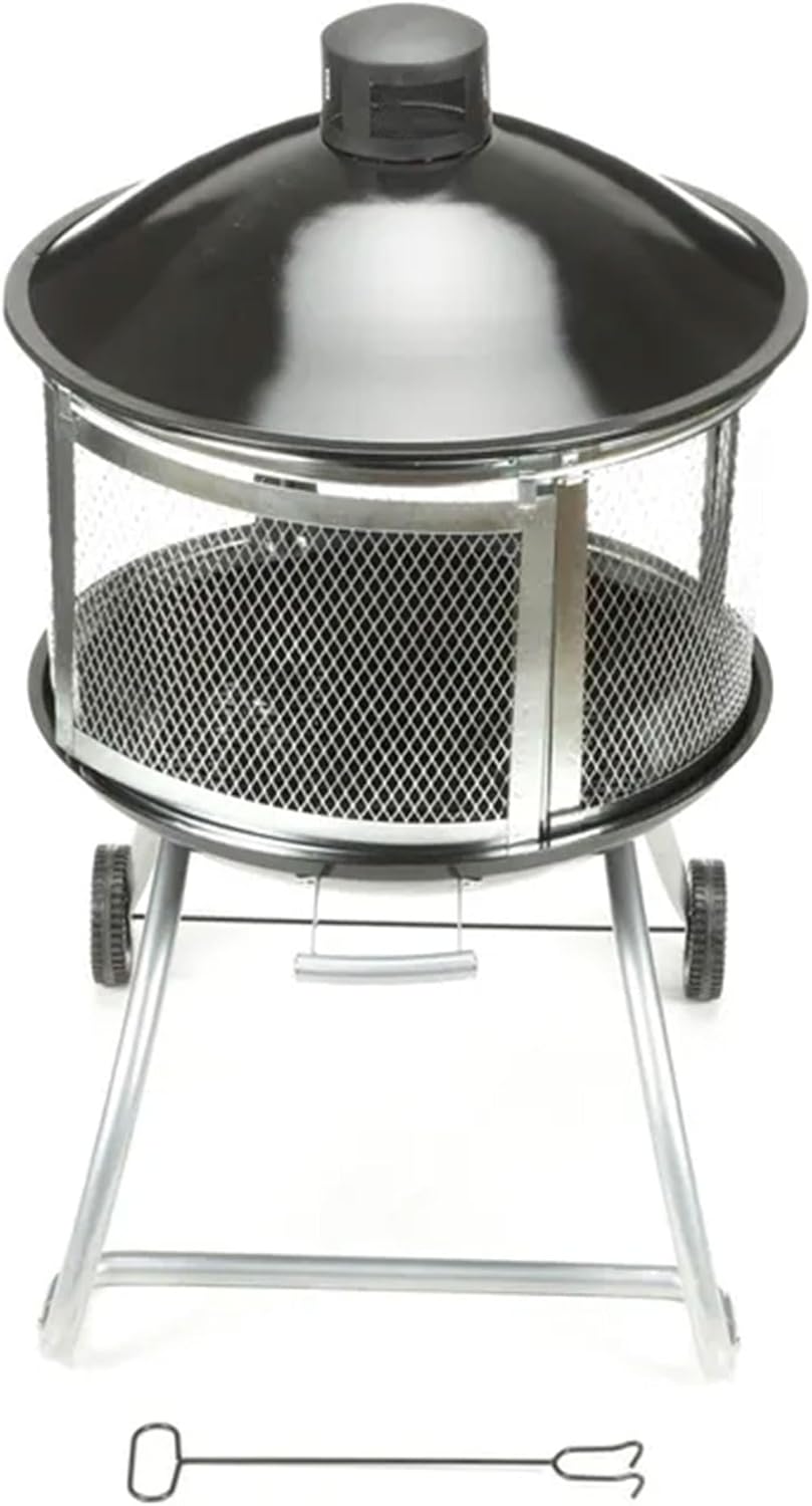 Four Seasons Courtyard Outdoor Fire Pit with Sliding Door, and Top Lid, 28"