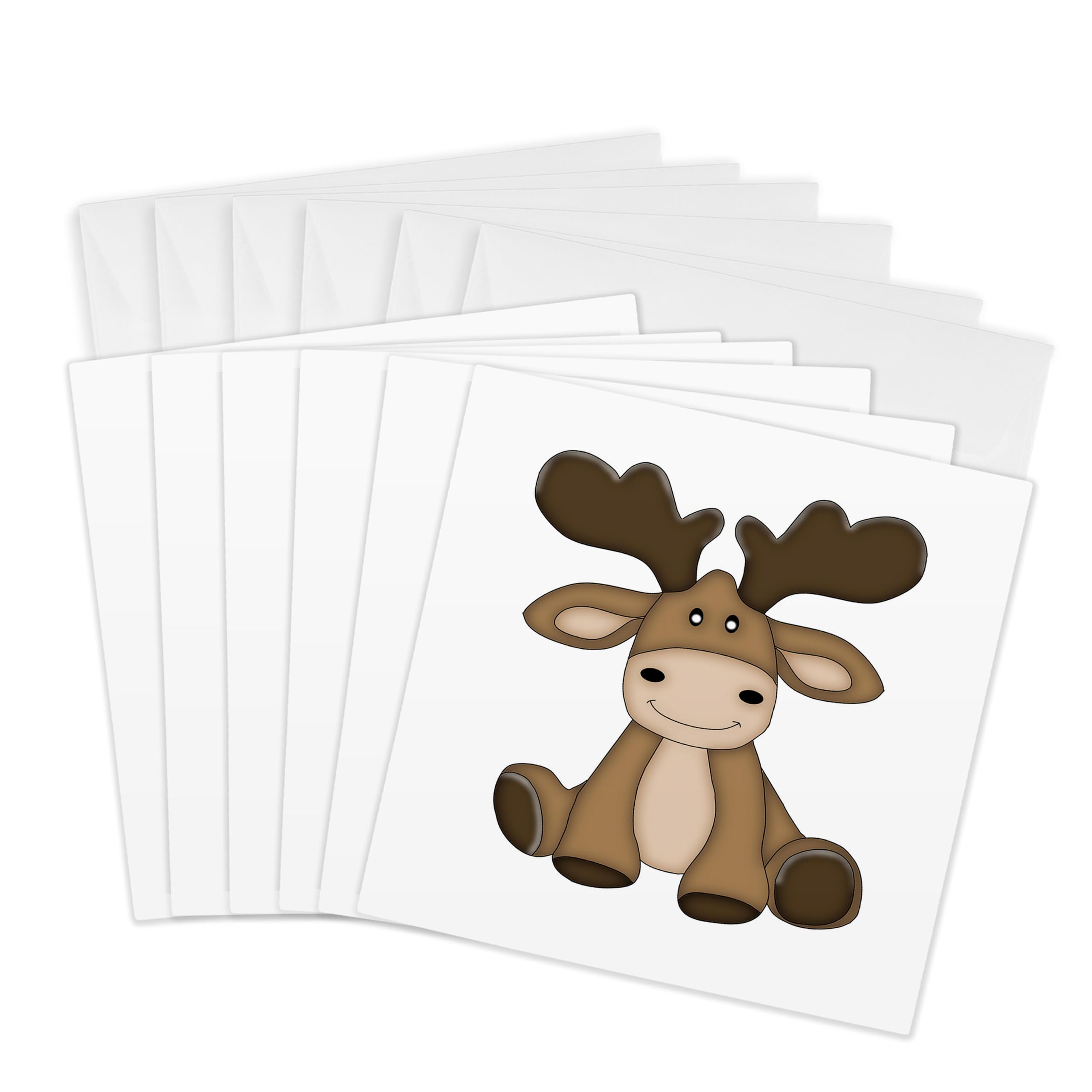 3dRose gc_211135_1 6 x 6-Inch "Cute Sitting Moose Illustration" Greeting Card (Pack of 6)