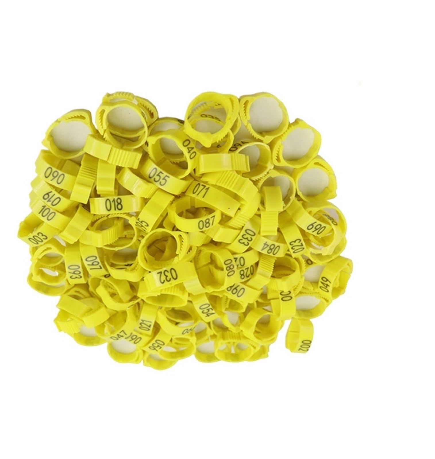 SCMYZLYD Chicken Identification Band, Poultry Tags 25/100 Pack Multicolor Plastic Digital Label Buckles For Chicken Duck Goose(Chicken Yellow 25pcs)