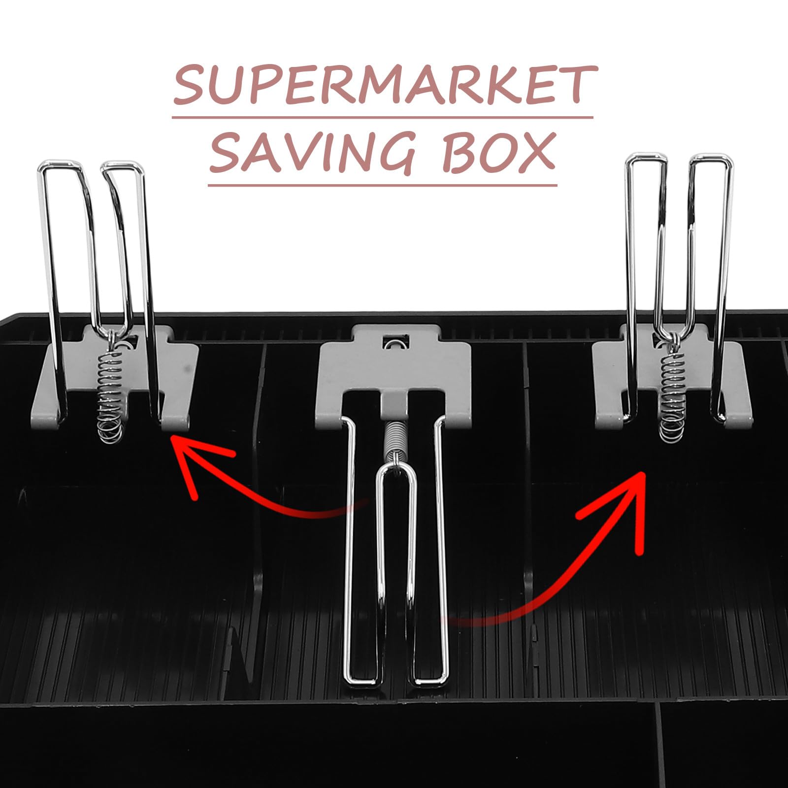 Kassenschublade mit 3 Scheinfächern mit Mehreren Fächern aus ABS und Metall und 3 Münzfächern Geldkassette für Einzelhandel und Shops