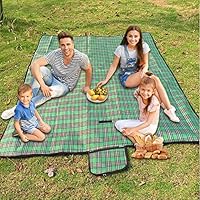 Armo Extra Large Tartan Picnic Blanket With Carrying Handle Waterproof Beach Garden Outdoor Washable Picnic Camping Blanket 200CM X 200CM (Green)