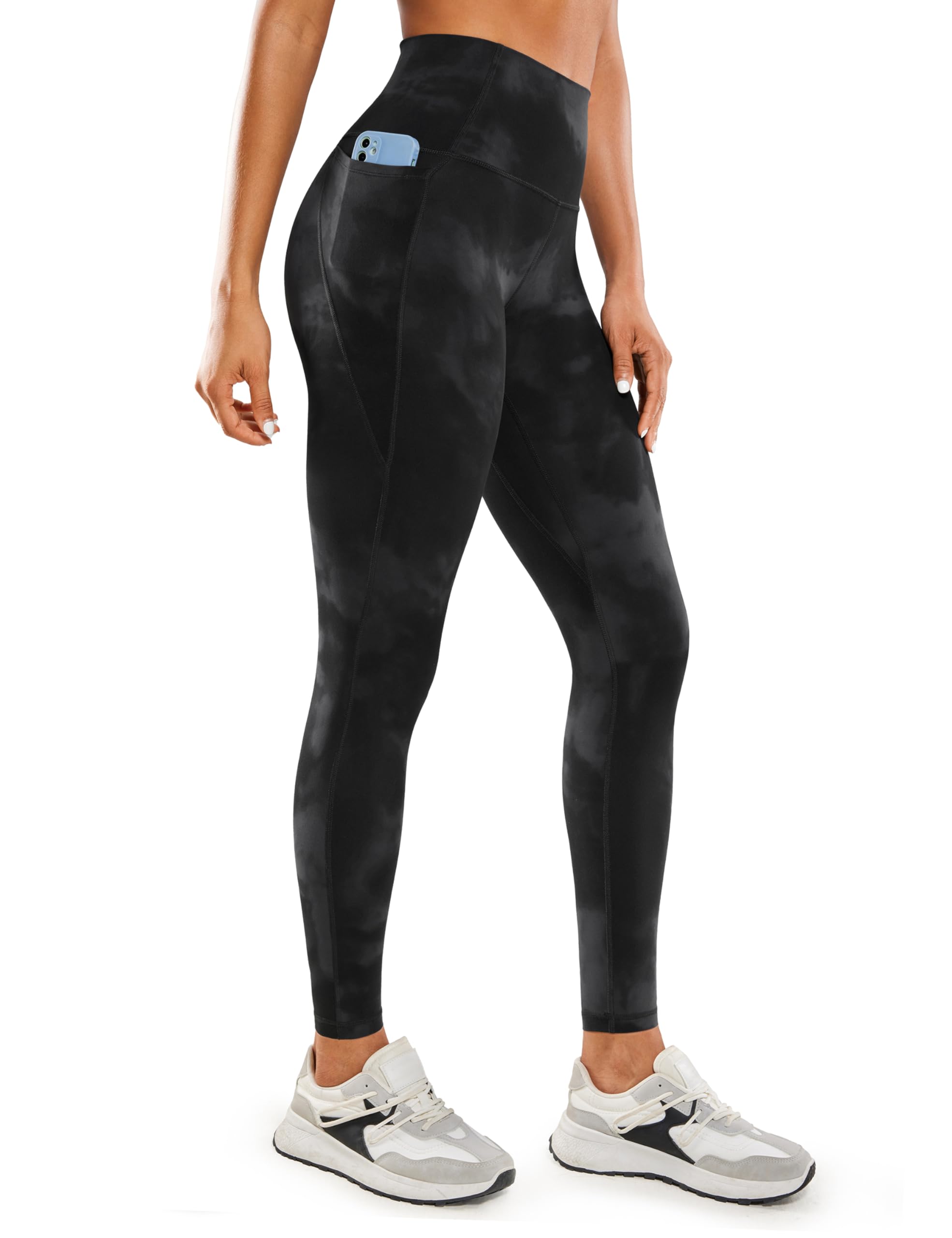CRZ YOGA Butterluxe Leggings con Tasche 71cm Nero-Tiedye 40 | Estremamente Morbido, Compressione Leggera, Allenamento, A Vita Alta, per Donna