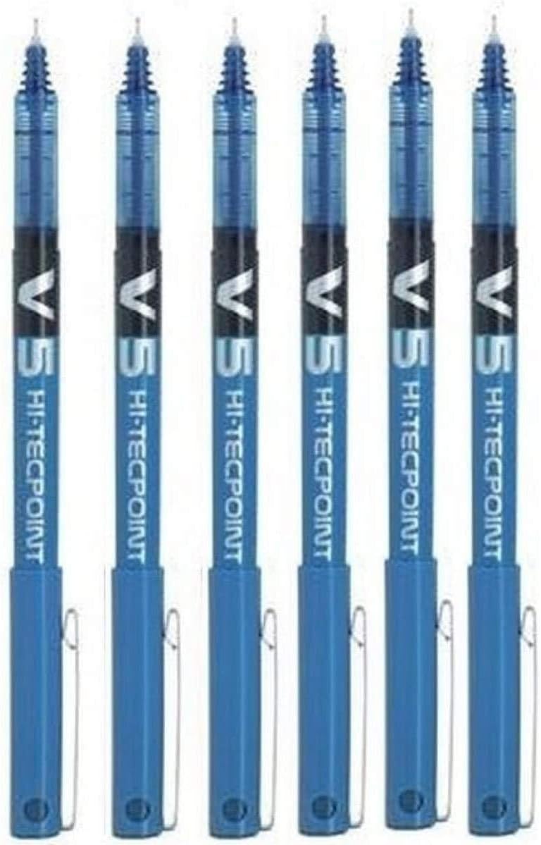Pilot BX V5 Hi-Tecpoint - Bolígrafo de punta redonda extrafina - 0,5 mm - línea de 0,3 mm - 6 unidades - color azul