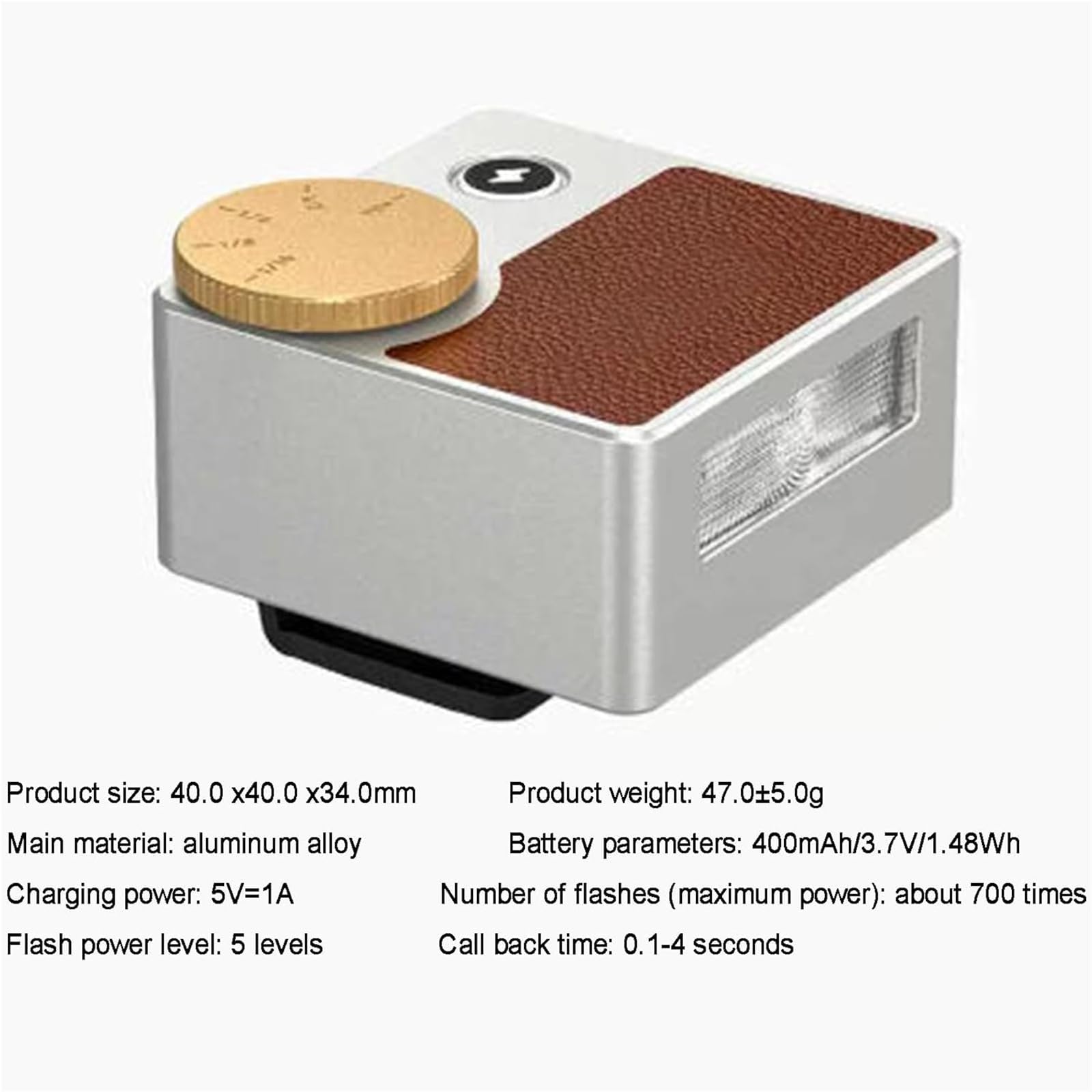 Flash D'appareil Photo Speedlite, Moniteur Griffe Portable, avec Molette De Réglage, 700 Flashs Complets, Charge Rapide USB-C, Rechargeable, Accessoires Créatifs