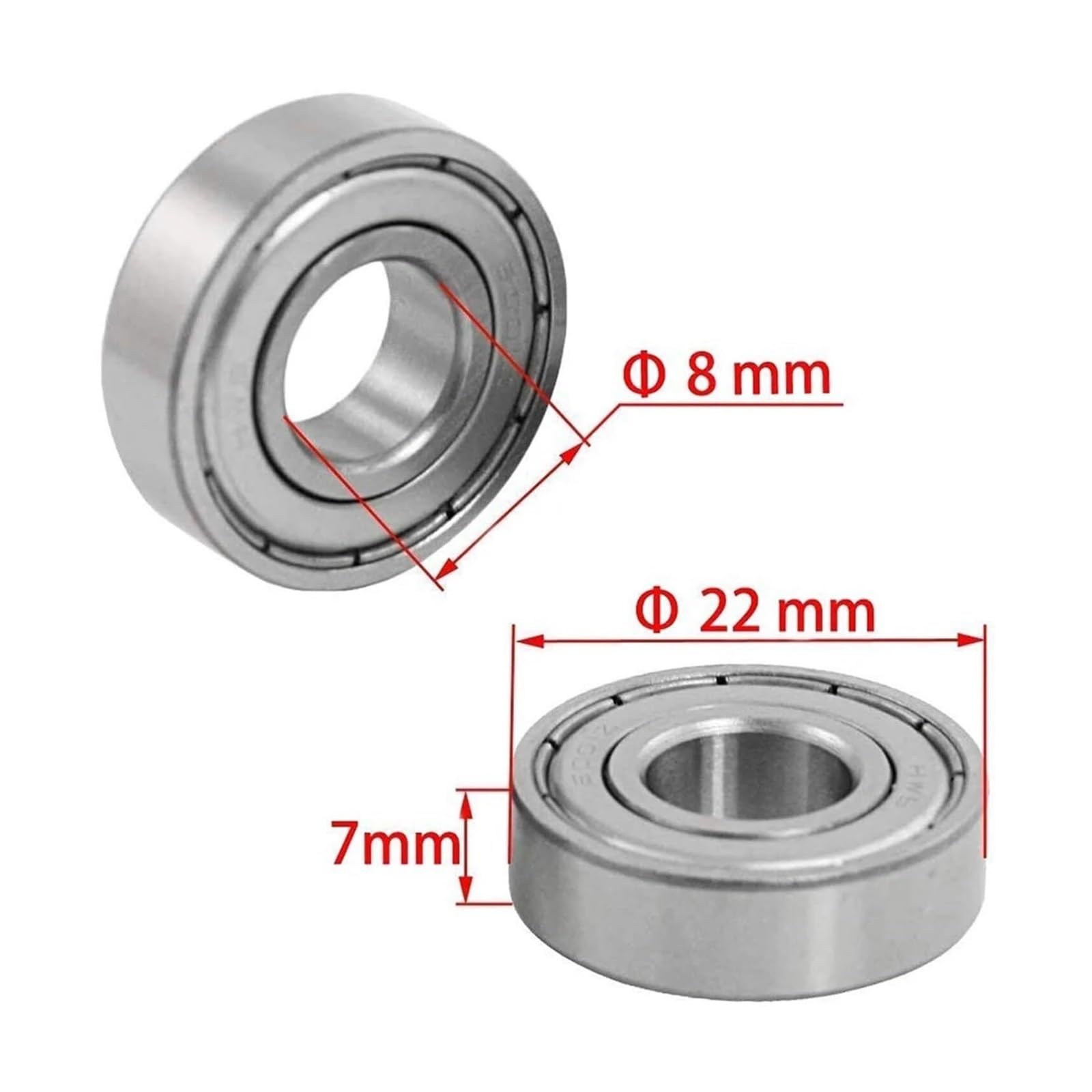 Rodamientos de Bolas, 10-40 rodamientos de bolas 608ZZ 623ZZ 626ZZ 687ZZ 607ZZ Rodamientos rígidos en miniatura compatibles con monopatín Scooter Impresoras 3D Rodamientos(608zz,40Pcs)