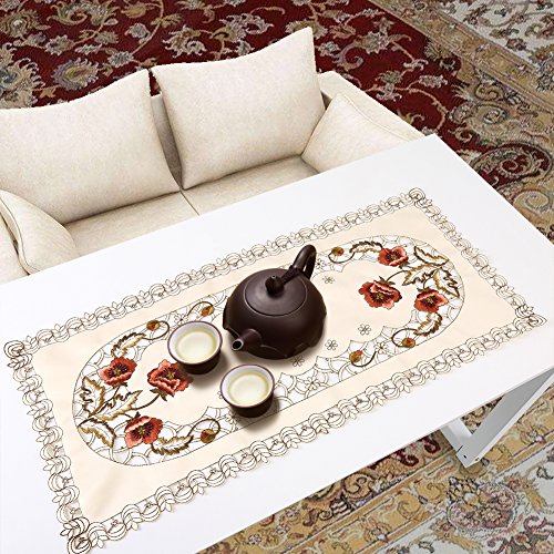Jadeshay Table Cloth,Washable Table Cover Floral Flower Hollow Embroidered Table Runner Exquisite Tablecloth Cutwork Cabinet Table Decor,for Home Party Banquet(Rectangle) - Image 2
