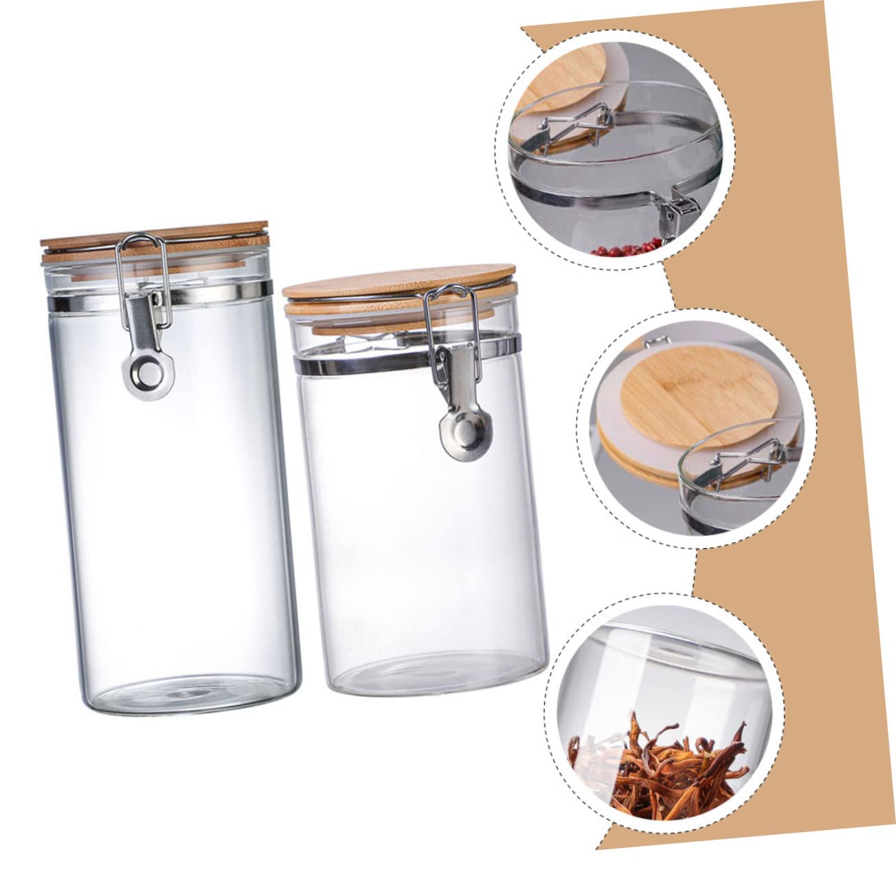 2 Stück Vorratsgläser 1140ml und 1280ml aus Glas mit Edelstahldeckel | Luftdicht Verschlossen, für Mehl und Getreide, Klare Ausführung für Küche