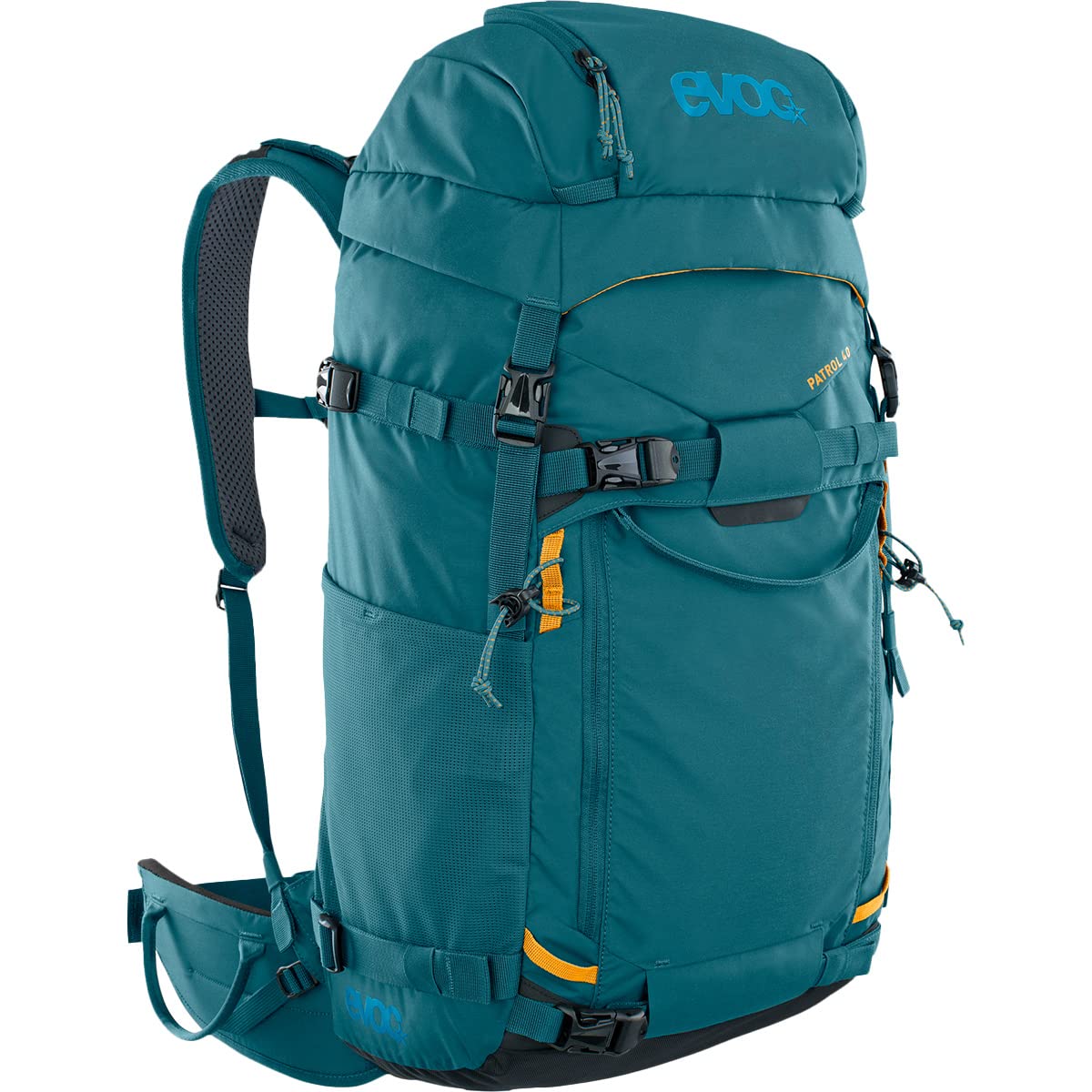 EVOC PATROL 40 Tourenrucksack (komfortables Tragesystem, Lastenverteilung über NEUTRALITE SYSTEM, seitlicher Schnellzugriff, Lawinenfach, Befüllung von oben und Seite), Petrol Blau, Einheitsgröße