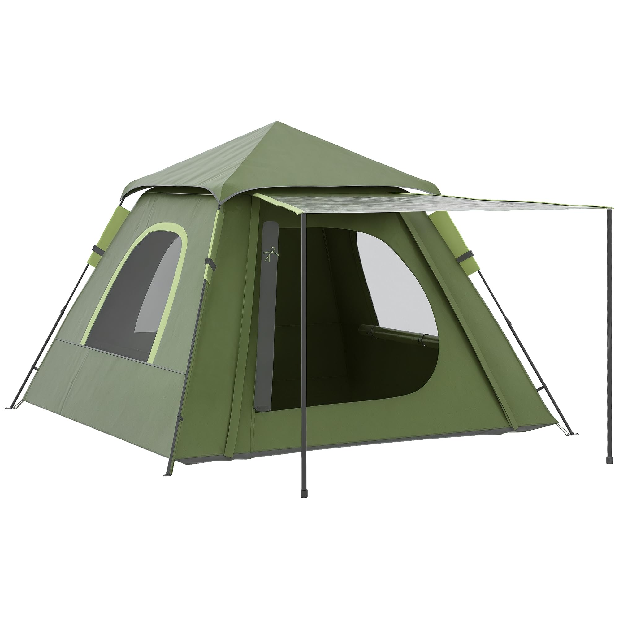 Outsunny Tienda de Campaña Pop-​up para 2-​3 Personas Portátil Tienda de Camping Ligero Impermeable 2000 mm Protección UV50+ Tienda de Acampada con Ventana 210x210x150 cm Verde
