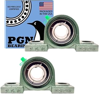 PGNBearings UCP205-16 Pillow Block Bearings Pack of 2 - 1" Bore Chrome Steel Self-Aligning Mounted Units