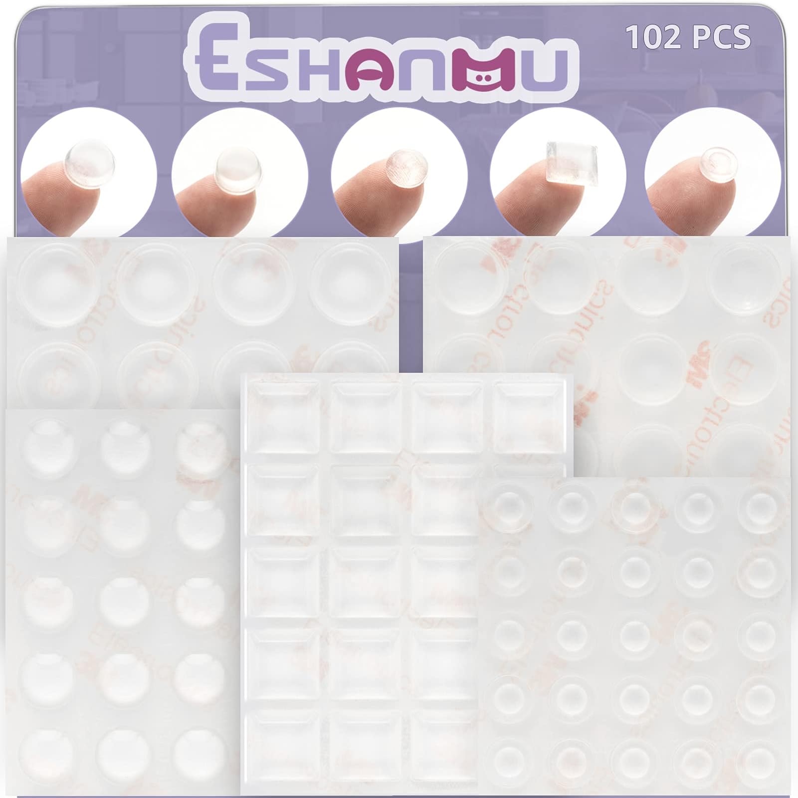 Ehanmu Self-Adhesive Clear Rubber Feet Tiny Bumpons 0.25" in Diameter x 0.079" Height PACK/100pcs (6x2mm 600pcs)
