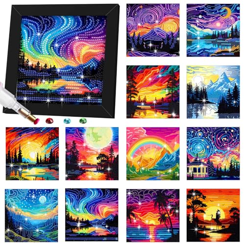 Trandraft 13 Pcs Starry Holiday Small Diamond Art Kits for Adult DIY