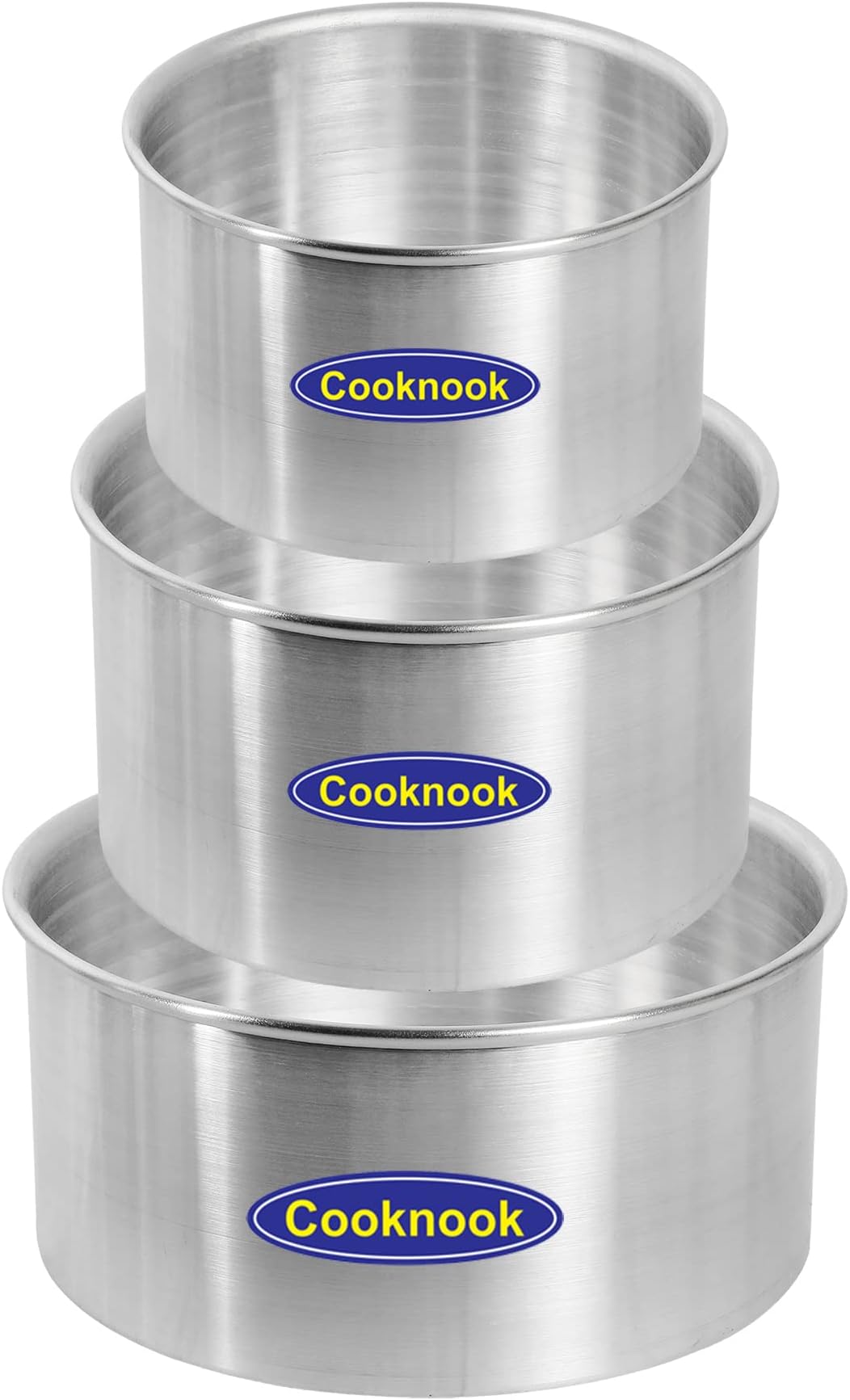 CooKNooK Aluminum Round Cake Pan 6 Inch/7 Inch/8 Inch Diameter ; 4 inch Height Round Cake Baking Pans, Aluminum Cake Baking Mold Set of 3 (6,7,8 inch 4 inch Height)