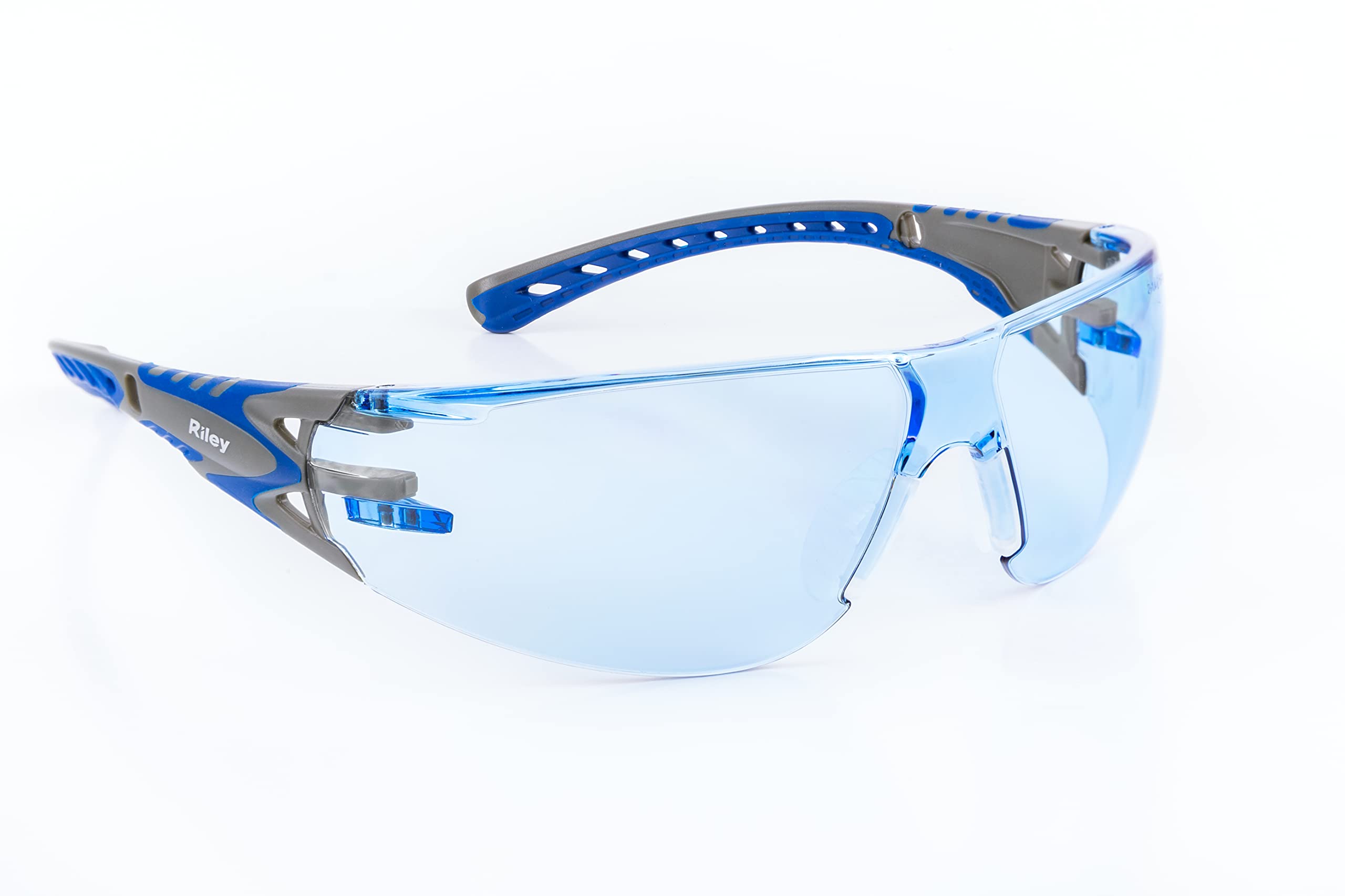 Mstore Blue Riley Stream Evo Safety Glasses – Tint, Anti-Fog, Metal-Free Wraparound