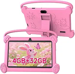 Tablet infantil de 7 polegadas 3 a 9 para crianças, ROM de 32 GB com capa à prova de choque, software Android infantil instalado Netflix, YoutTube, controles dos pais aiwawa, câmera dupla, WiFi, FM