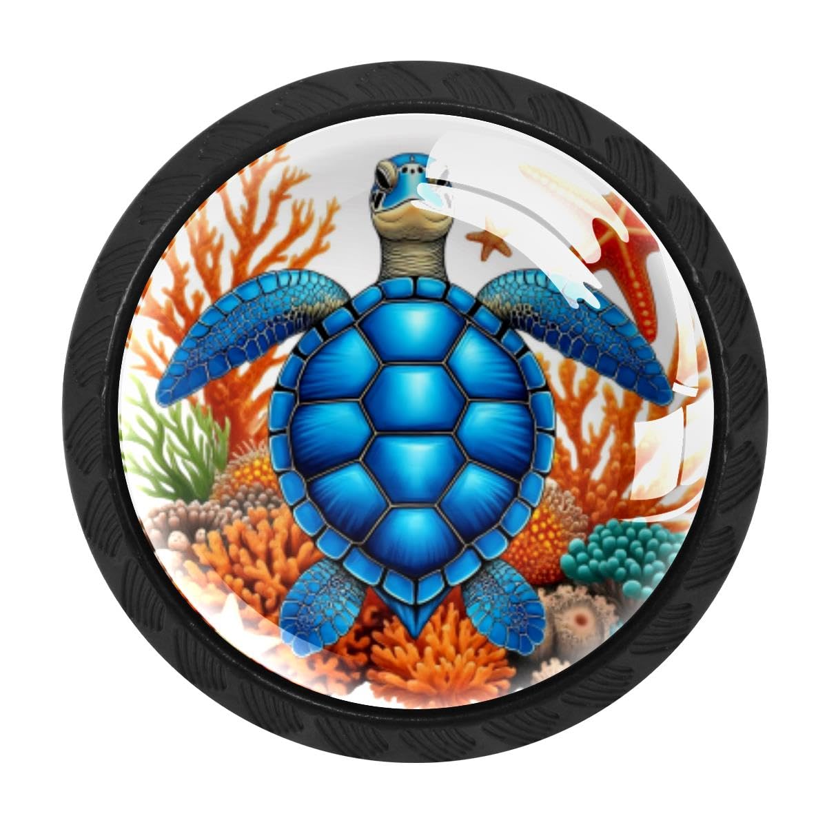 Heoeh Multi 3 4 Pcs Kitchen Cabinet Knobs, Blue Sea Turtle Drawer Knobs Dresser Handles