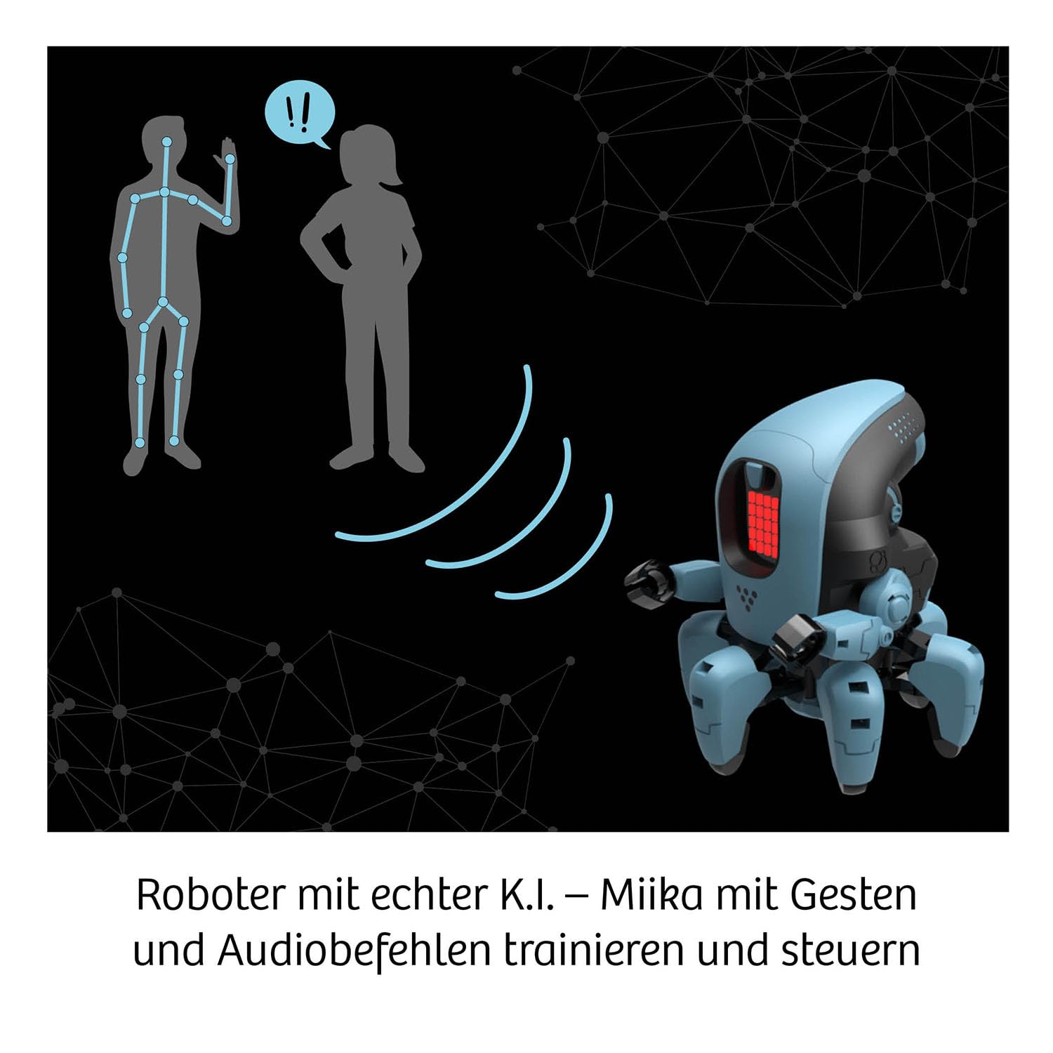 KOSMOS 620899 Miika K.I. Robot, doświadczaj i rozumiesz sztuczną inteligencję, trenuj go gestami lub głosem, innowacyjna skrzynka eksperymentalna dla dzieci od 10 lat, zabawka robota