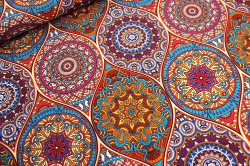 Dekostoffe Sommer Meterware Blumen, maritim, Obst, Rosen - Baumwoll Mischgewebe bedruckt - Ottomanestoff - Homedeko - Frühlingstoffe *Ab 50cm, Farbe: 012 Orientalisch