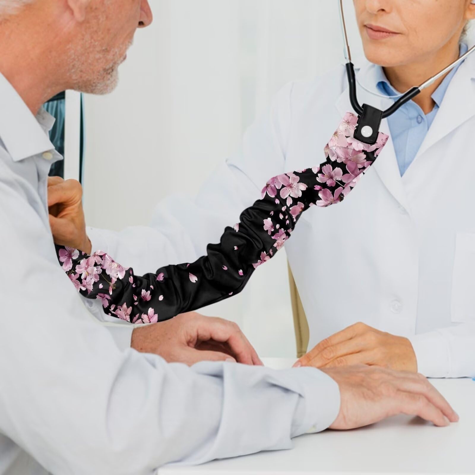 Uorisanigo 2 Pack Stethoscope Cover Oriental Cherry Pattern Stethoscope Accessories Stethoscope Cover Sleeve Cute Pattern Stretchy Stethoscope Protective and Decor Cover for Nurses