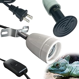 Ceramic Heater Emitter，Ceramic Heat Emitter 150 Watt with Bracket and Switch Wire,E27e26 Heat Emitter Lamp, Reptile Heat Emitter Suitable for Reptiles and Amphibious Pets