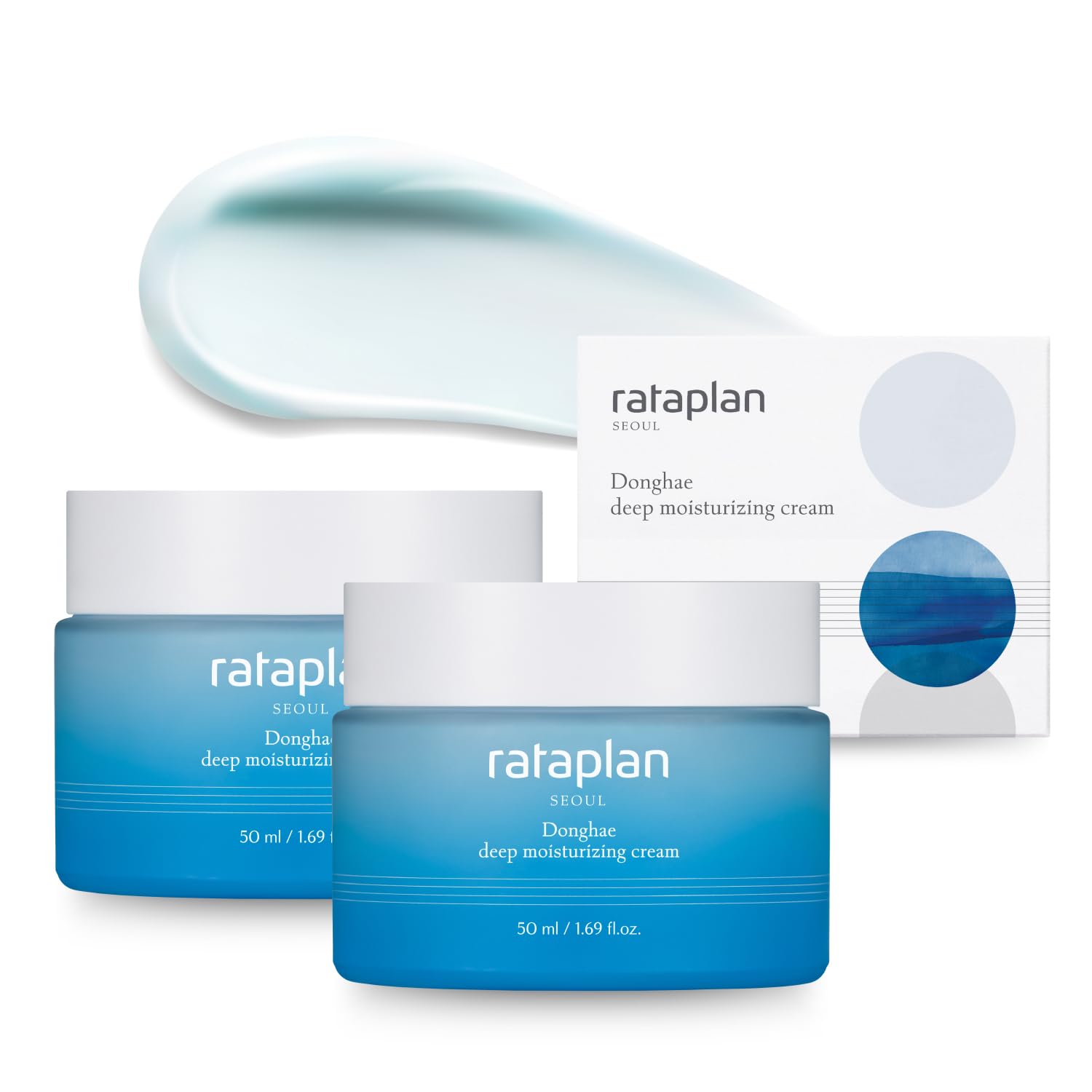 RATAPLAN Donghae Deep Moisturizing Cream 2 Pack - Deep Sea water, For Dry Skin, Ceramide, Hyaluronic Acid, Strengthen Skin Barrier, Korean Skincare