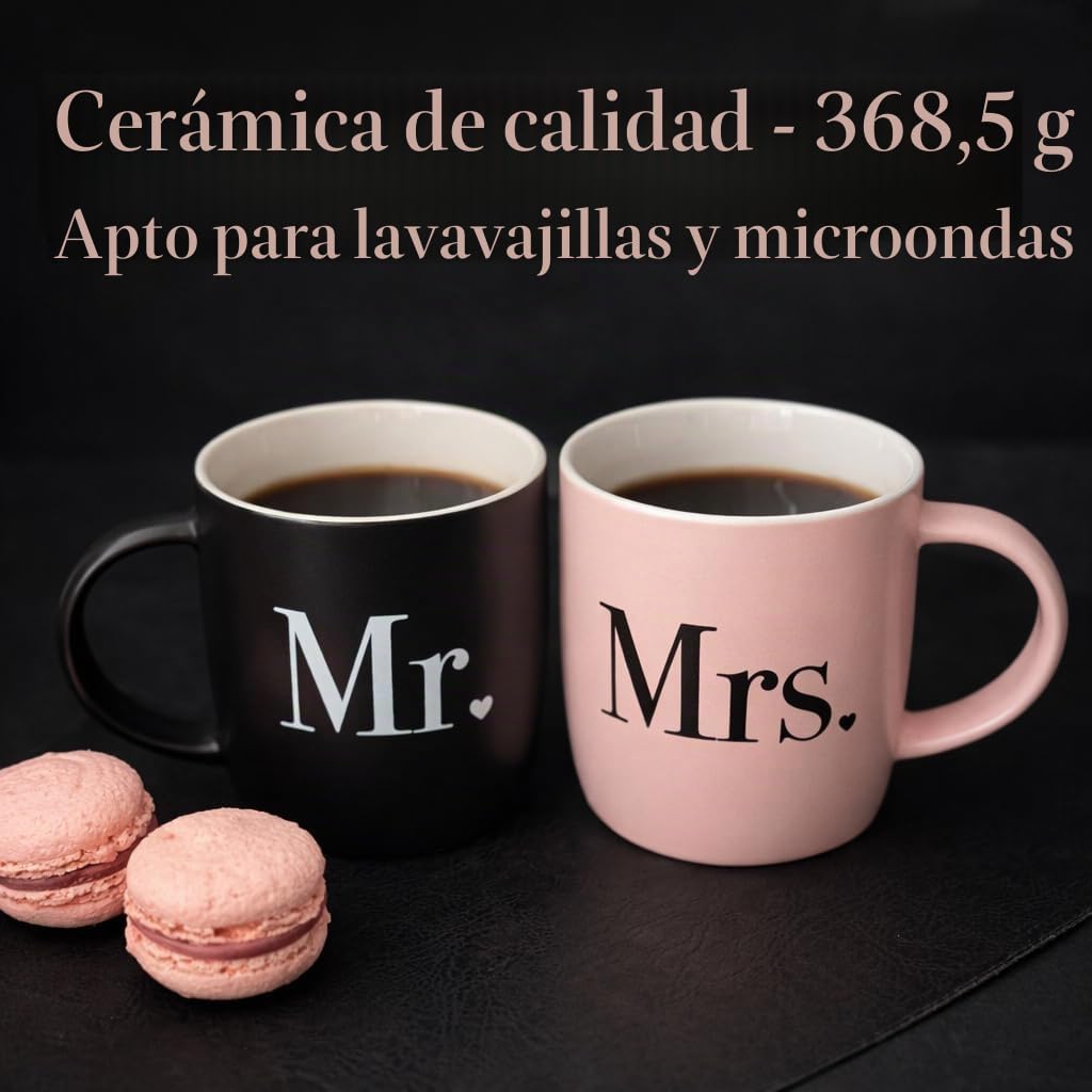 Triple Gifffted Tazas de café Mr and Mrs para parejas, ideas de regalo para boda, aniversario, compromiso, San Valentín, Navidad, regalo para él, marido, esposa, él, ella, hombres, mujeres, novia,