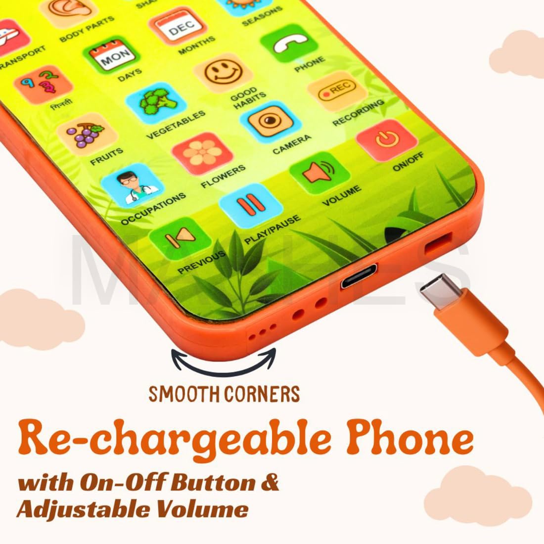 Educational Phone Toy for 2-12 Years Kids Rechargeable 24 Modes Talking Baby Smart Phone Mobile Toy for Boys Girls Christmas Gift Birthday Surprise 3