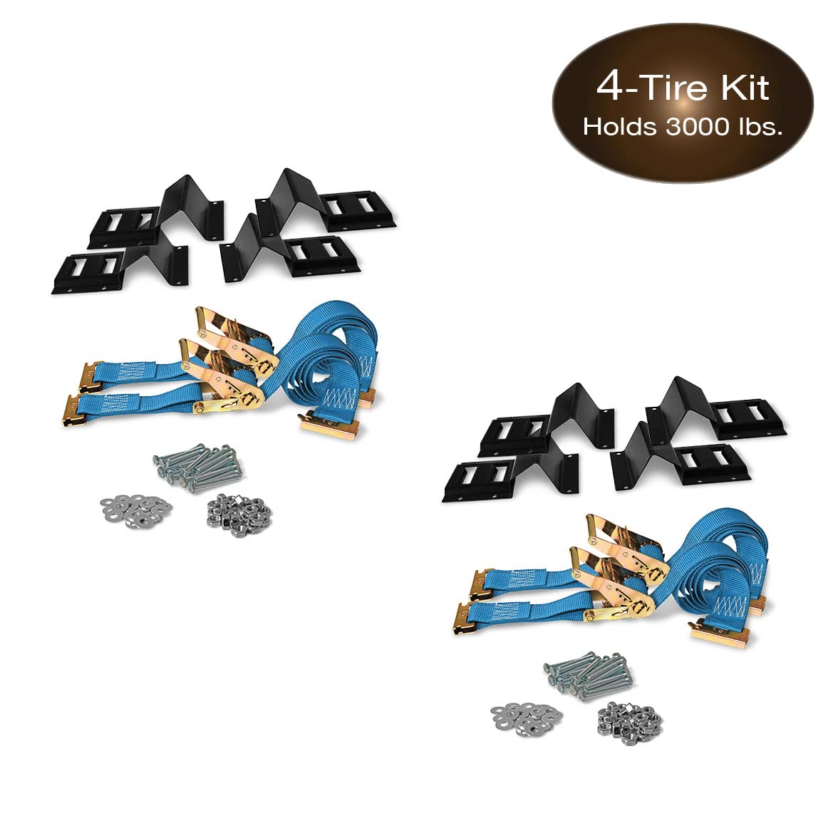 DC Cargo Mall ATV Wheel Chock & Strap Kit Trailer Tie Down System for