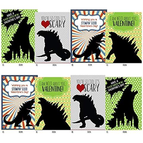 Silly Goose Gifts Monster Zilla Themed Valentines Day Card for Kids School Classroom Exchange (Set of 24) Sharing Gift Giving Valentine's Children Cover