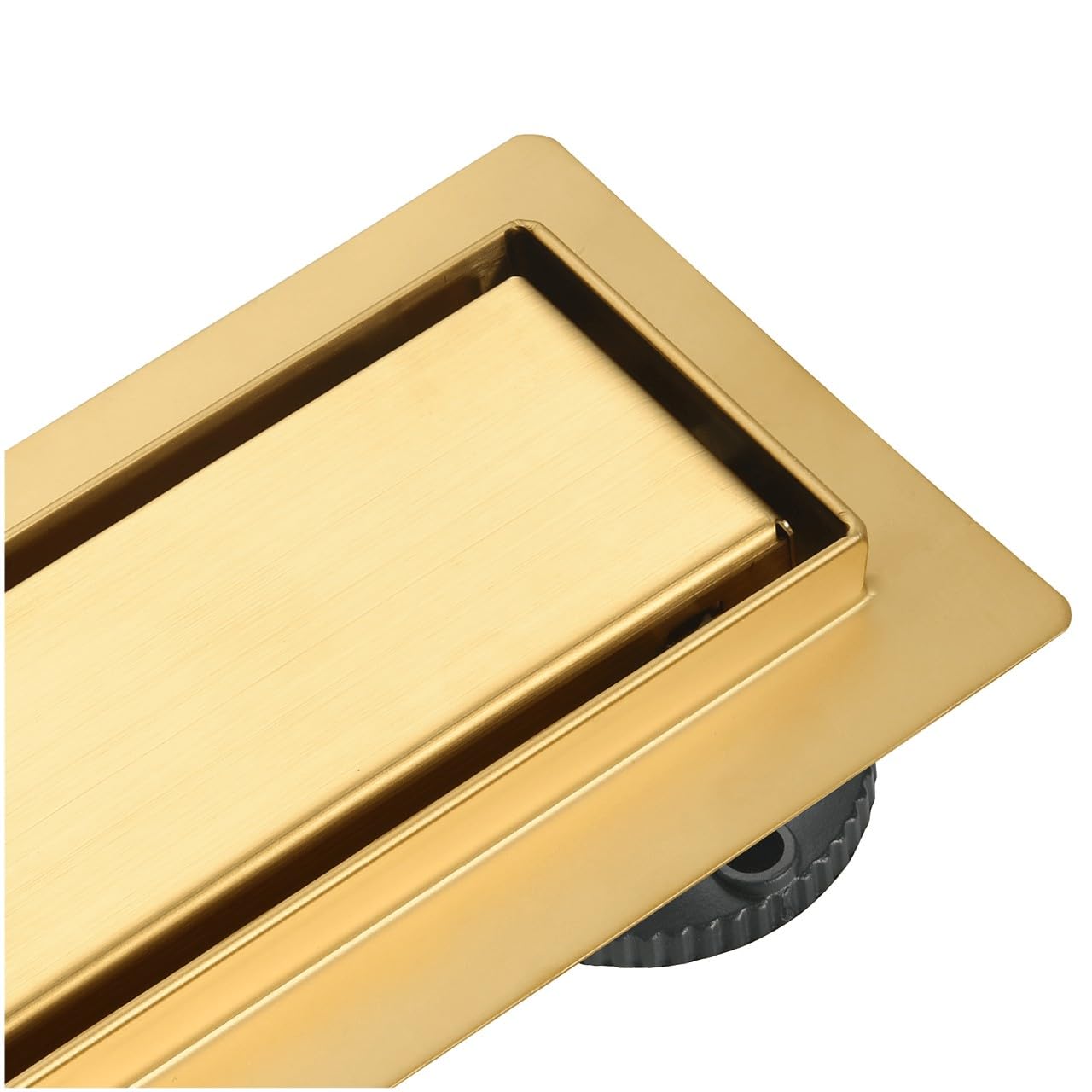 AQUAUNO - Canaleta de ducha de pared de 110 cm, color dorado, desagüe de pared lineal de acero inoxidable AISI 304 con cubierta de azulejos 2 en 1, tapón de olor extraíble para ducha en el suelo