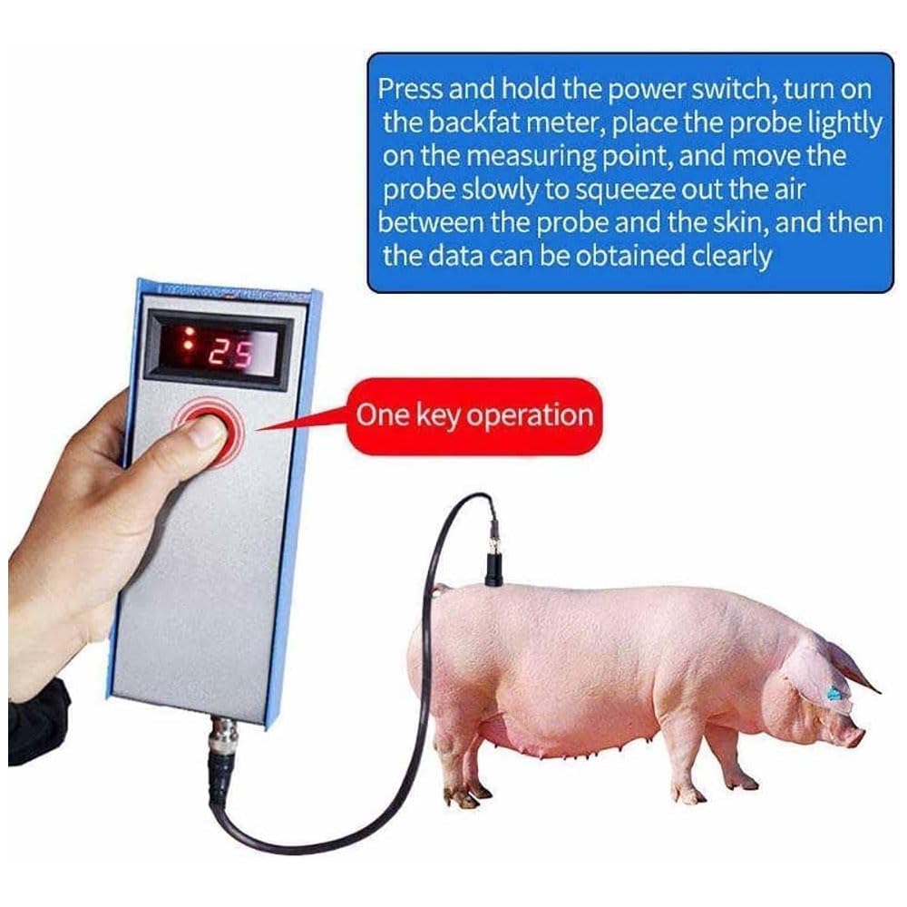 Medidor de grasa de cerdo de alta precisión, probador portátil para medir el grosor de la grasa dorsal de 4 a 45 mm, equipado con tres luces indicadoras para uso en ganado