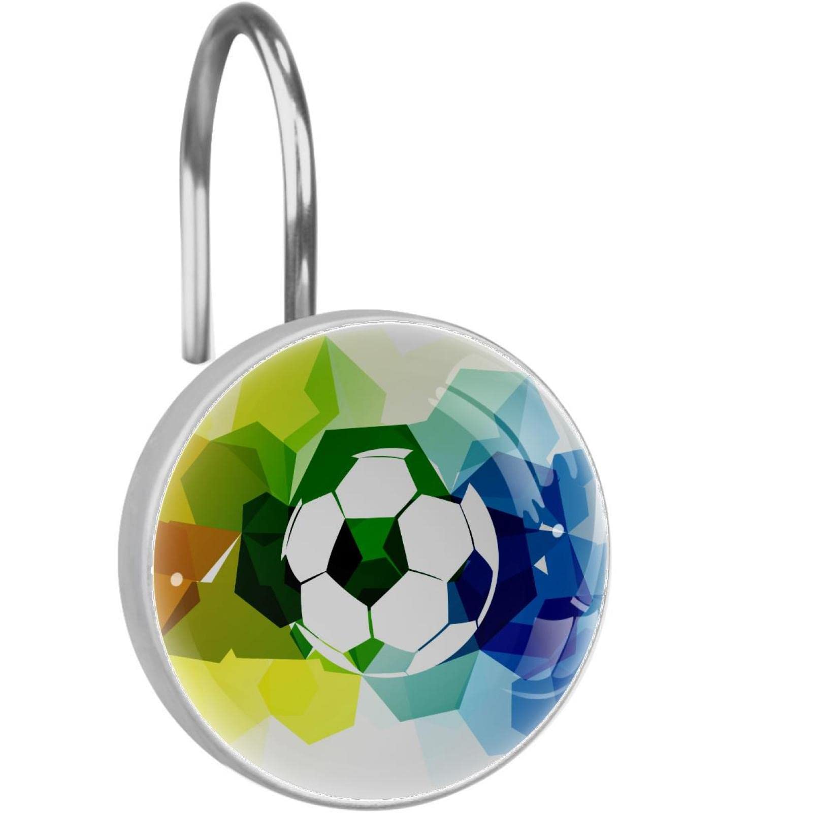 Crochets pour rideau de douche motif football abstrait pour embellir la salle de bain des fans