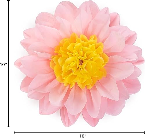 Miniatura 5 de MISU Flores de Papel Rosa Púrpura Flores de Papel de Seda Pompones Girasol Margarita Flores para Decoraciones de Fiesta, 10 Pulgadas, Paquete de 18
