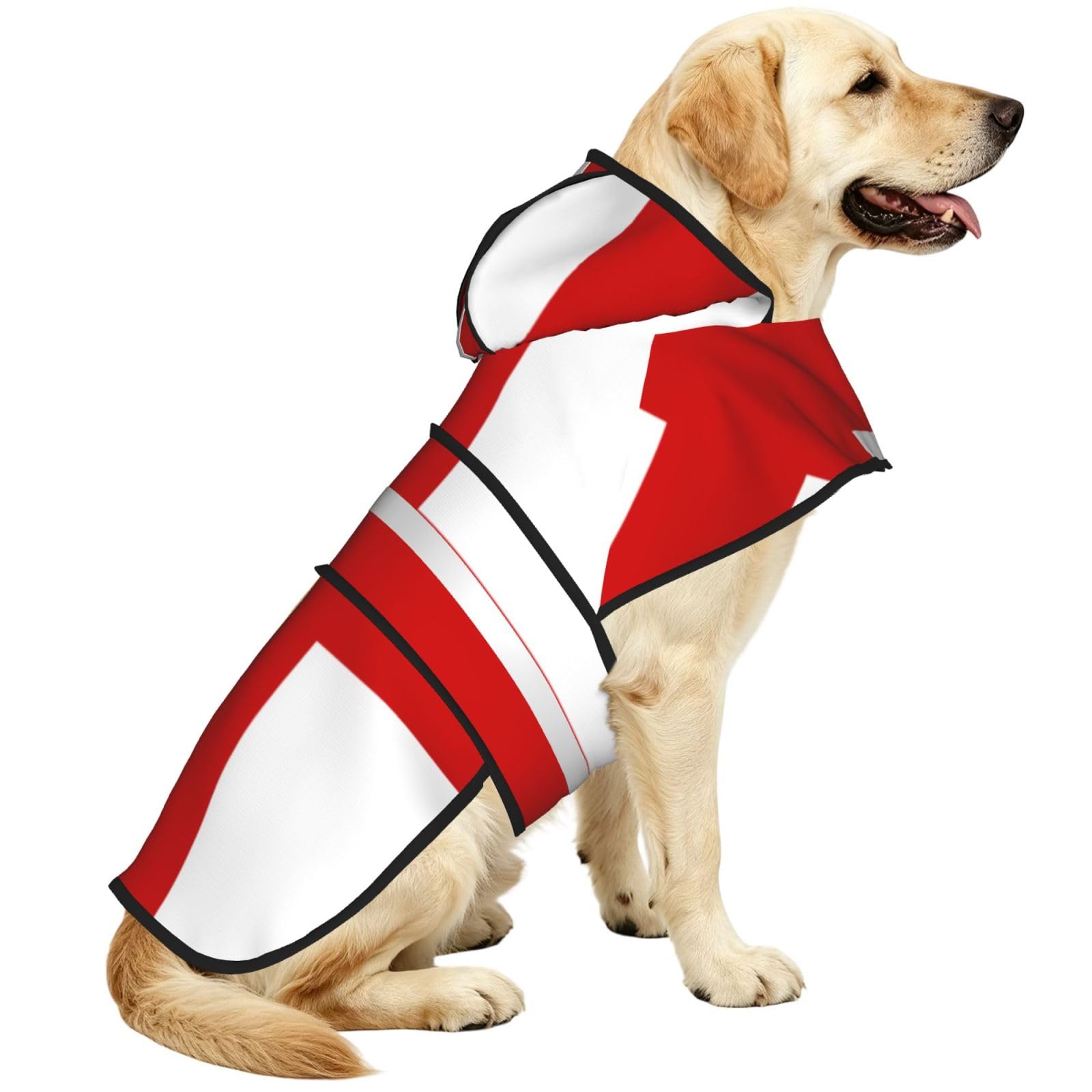 England Flag Waterproof Dog Raincoat And Rain Jacket With Hood, Reflective Strips And Adjustable Belly Strap, Fits Small To Large Dogs