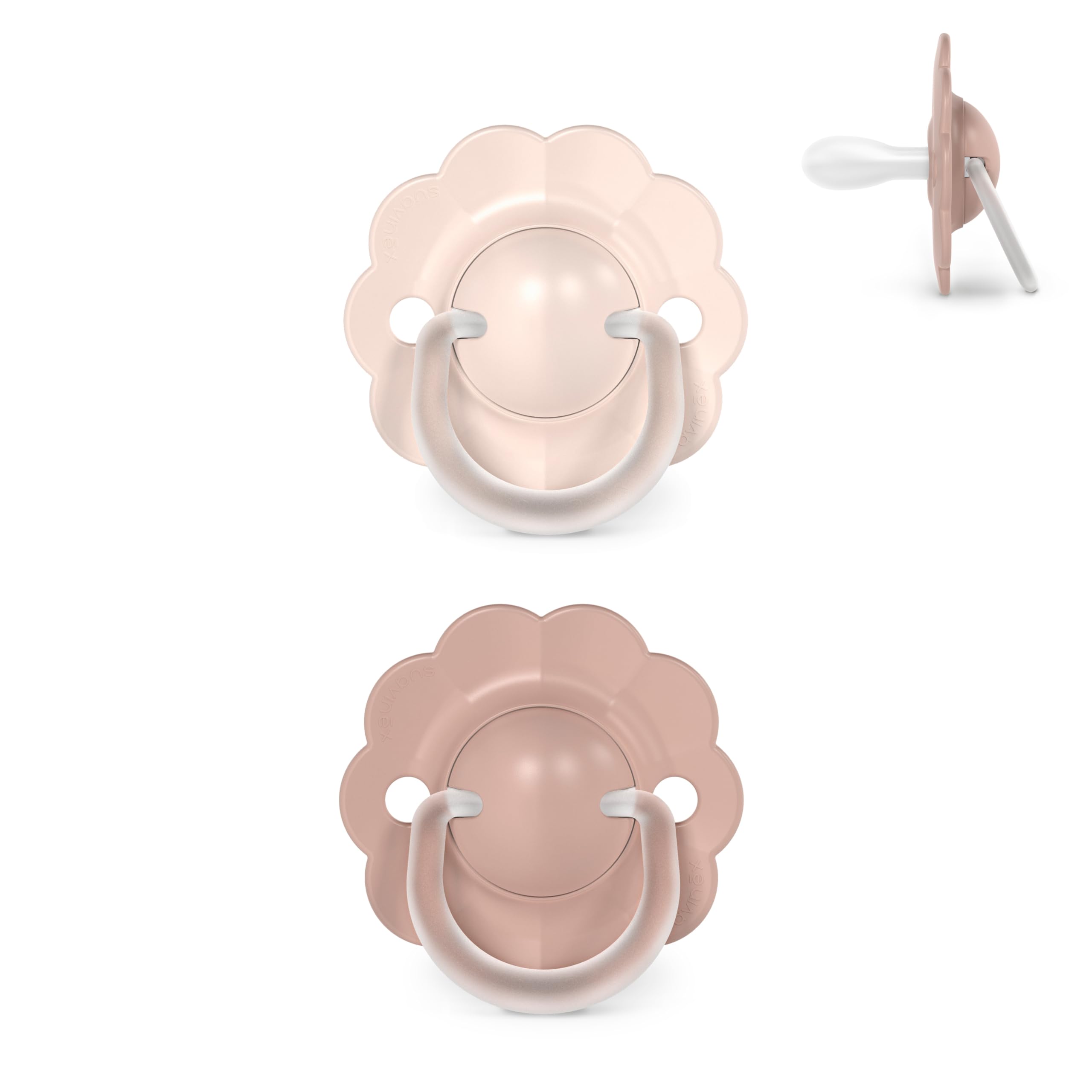 Suavinex, Pack 2 Chupetes para Bebés 0/6 Meses y Recién Nacidos, con Tetina Fisiológica de Silicona SX Pro, Simétrica, Plana y Flexible, Respeta el Desarrollo Bucodental, con Anilla, Wonder Rosa