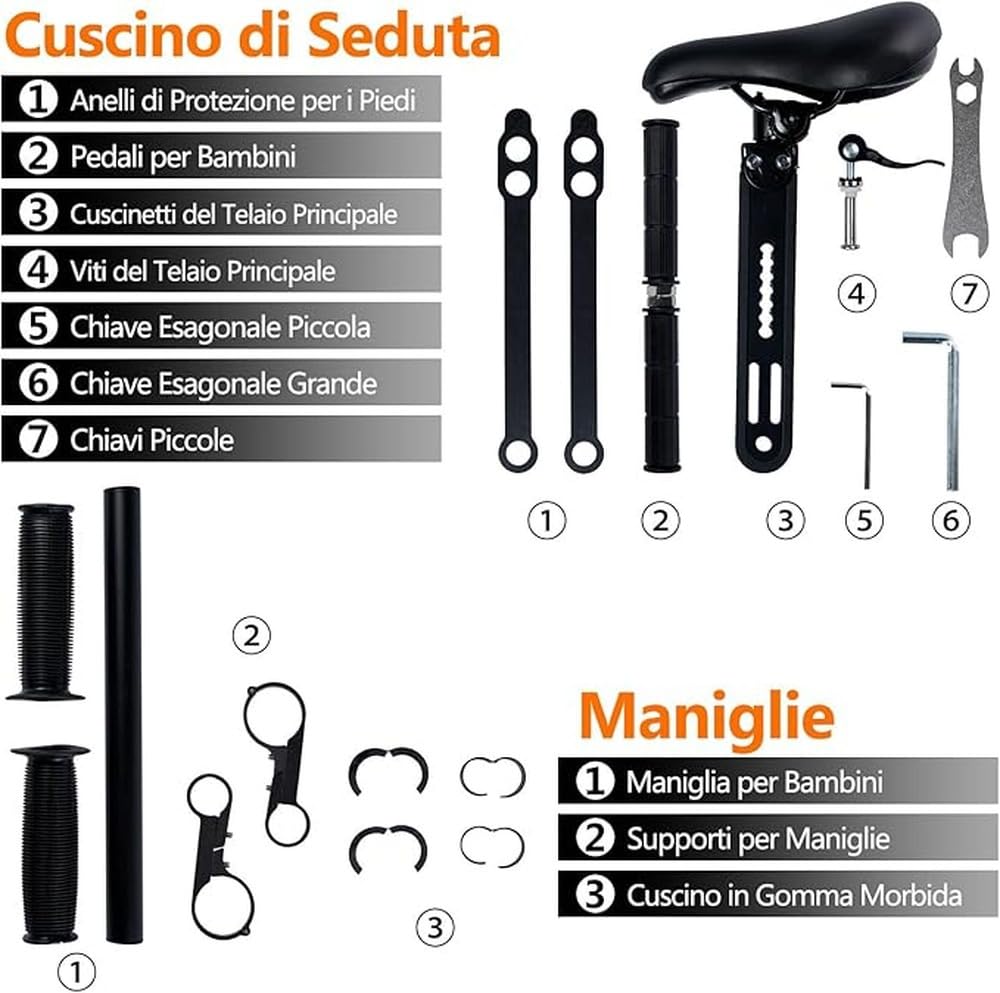 Seggiolino Universale per Bicicletta per Bambini, Compatibile con | bike, bici da strada e bici da città. Il seggiolino per mountain bike è progettato per bambini dai 2 ai 7 e con un peso di