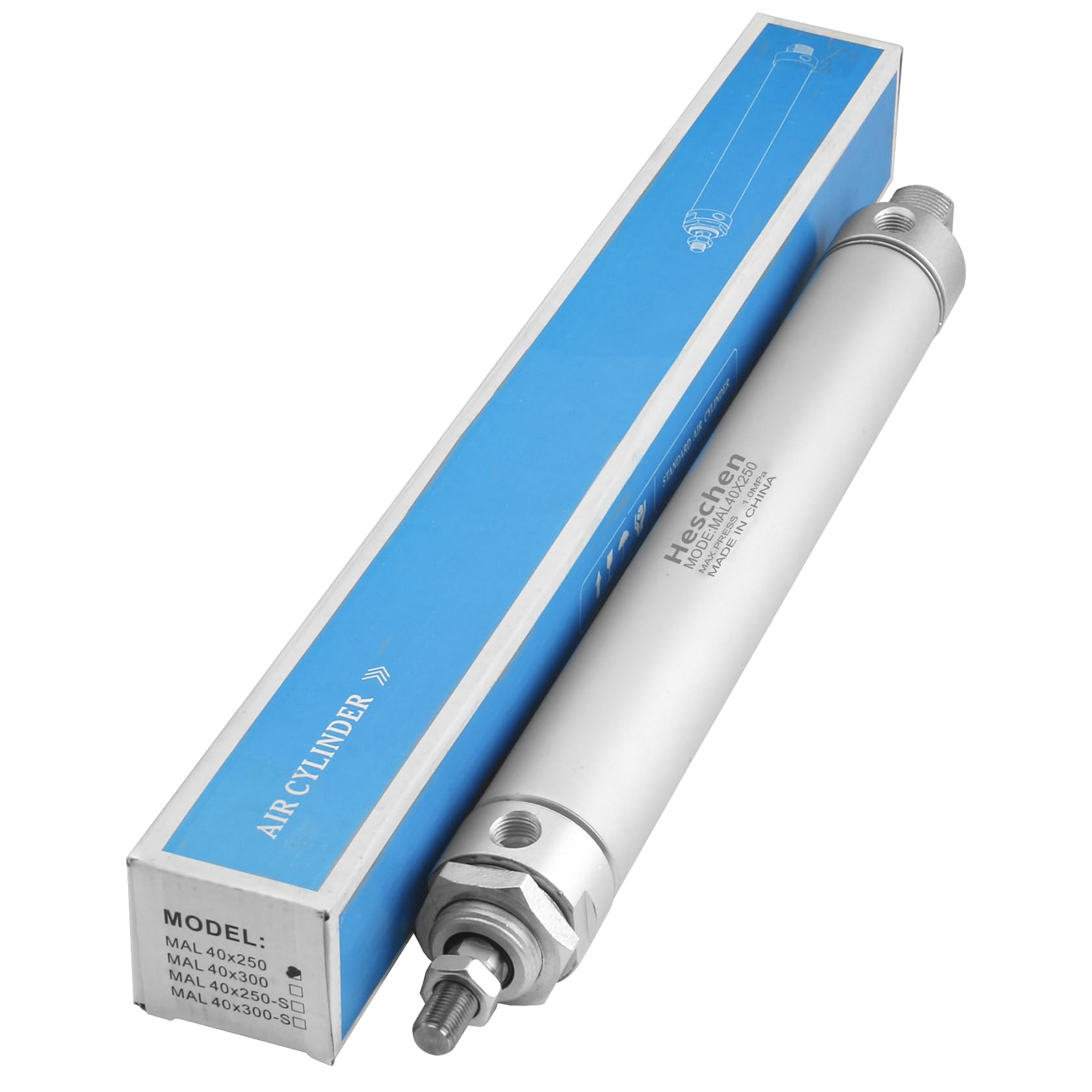 Heschen Vérin pneumatique mince, MAL 40-250, PT1/4'' Port, Alésage 40mm, Course 250mm, Double Effet
