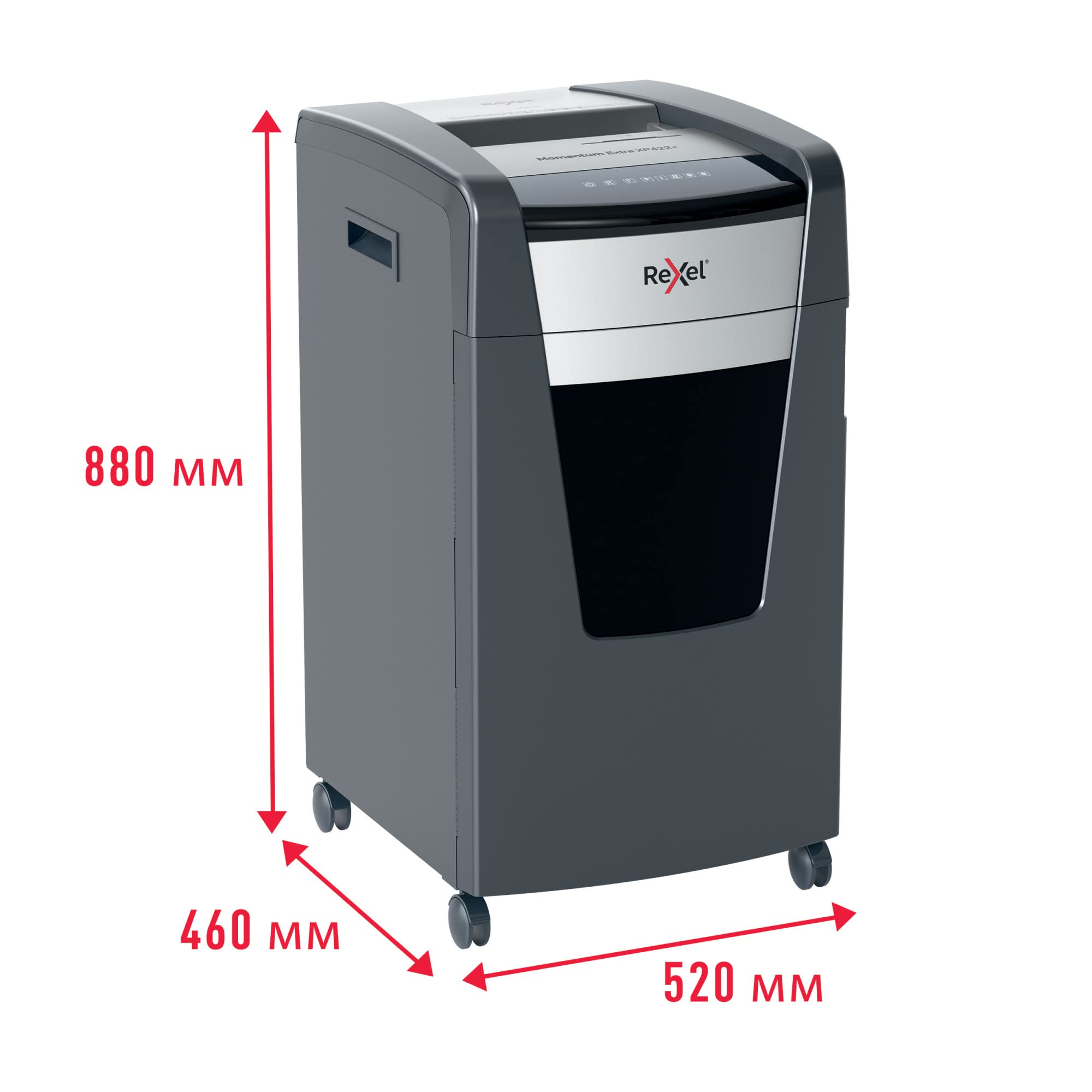 Rexel, Niszczarka do Papieru Rexel Momentum Extra XP422+, do Biura, Tnie na Konfetti do 22 kartek (80 gsm), Poziom Bezpieczeństwa P-4, Pojemnik na Ścinki: 85L, Technologia Zapobiegania Zacięciom