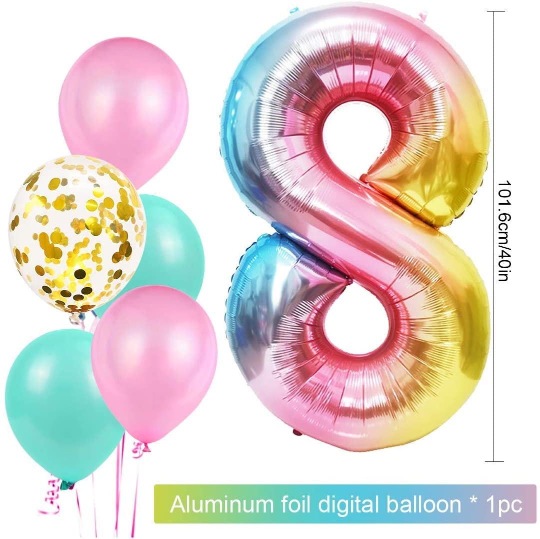 8. Geburtstag Deko-Set Für Mädchen – Mit Riesen-Zahl 8, Luftballons & Bannern, Rosa