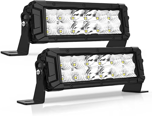 Rigidhorse - Barra de luz LED de 8 pulgadas, doble fila, 120 W, 12000 lm, combo de luz LED todoterreno, xenón blanco IP68, luz de conducción