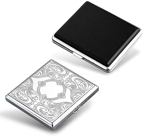 2 Pcs Cuir Ultra-Mince et Étui Porte-Cigarettes à Cigarettes en métal Tenir 20 bâtonnets Cigarettes ordinaires Cover