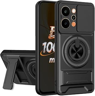 AESTMO Realme P4 Power 5G Back Cover | Armor Camera Slider 360 Degree Rotating Finger Ring Holder Case with Bracket Stand... Price In India
