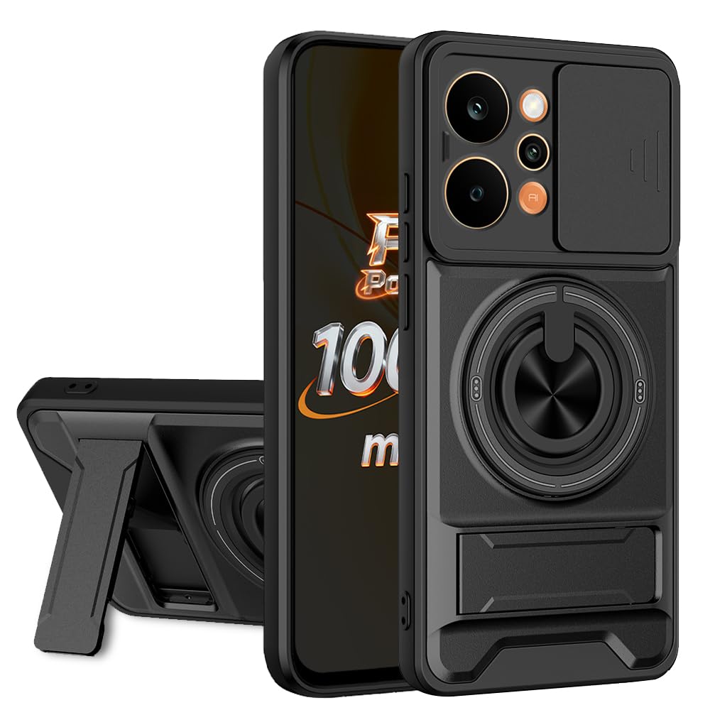 AESTMO Realme P4 Power 5G Back Cover | Armor Camera Slider 360 Degree Rotating Finger Ring Holder Case with Bracket Stand... - Review, Price and Buying Guide