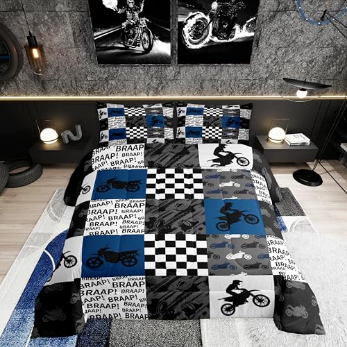 Castle Fairy,Dirt Bike Comforter Set Twin Size Black Grey