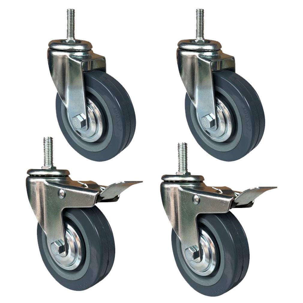 GYEQXKT 4-Pack Heavy-Duty 3/4" Swivel Casters with Brake - 270 kg (595 lbs) PU Wheels for Trolleys/Furniture Industrial Swivels (2 No Brakes + 2 Brakes)