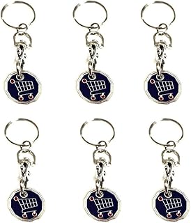 6 X Shopping Trolley Tokens |New Shape 12 Edge Sided |Trolley Token UK £1 Coin Pound| Keyring Clasp for Supermarket Locker Cart for her him party Filler Bags| (Shopping Trolly Design)
